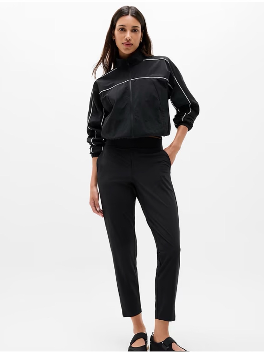 Athlete Cropped Black Tapered Ankle Pants
